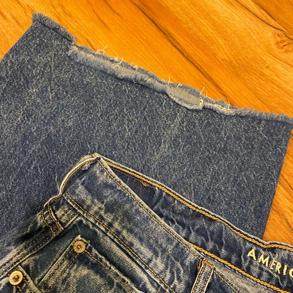 American Eagle super high rise baggy wide leg Dark Blue Denim Jeans 10 - Picture 3 of 8